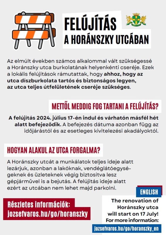 Felújítás a Horánszky utcában