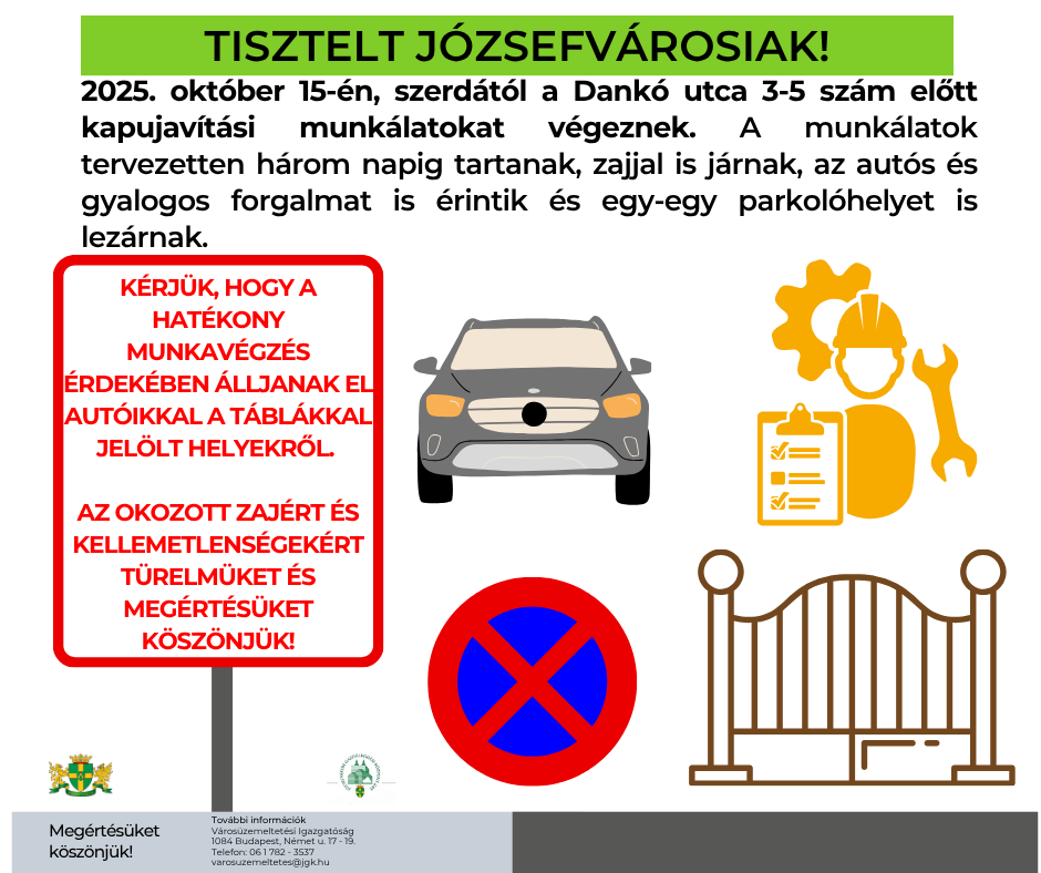 Kapu felújítási munkálatok a Józsefvárosi Gazdálkodási Központ Dankó utcai telephelyén