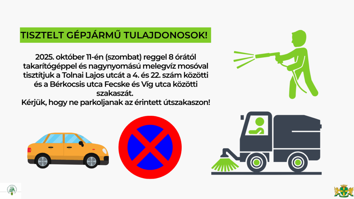 Takarítási munkálatok a Bérkocsis és Tolnai Lajos utcában