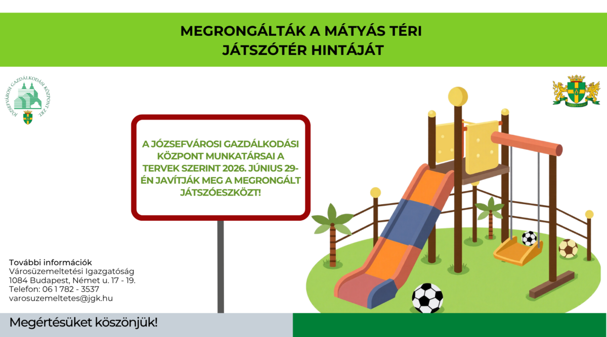 Megrongálták a Mátyás téri játszótér hintáját
