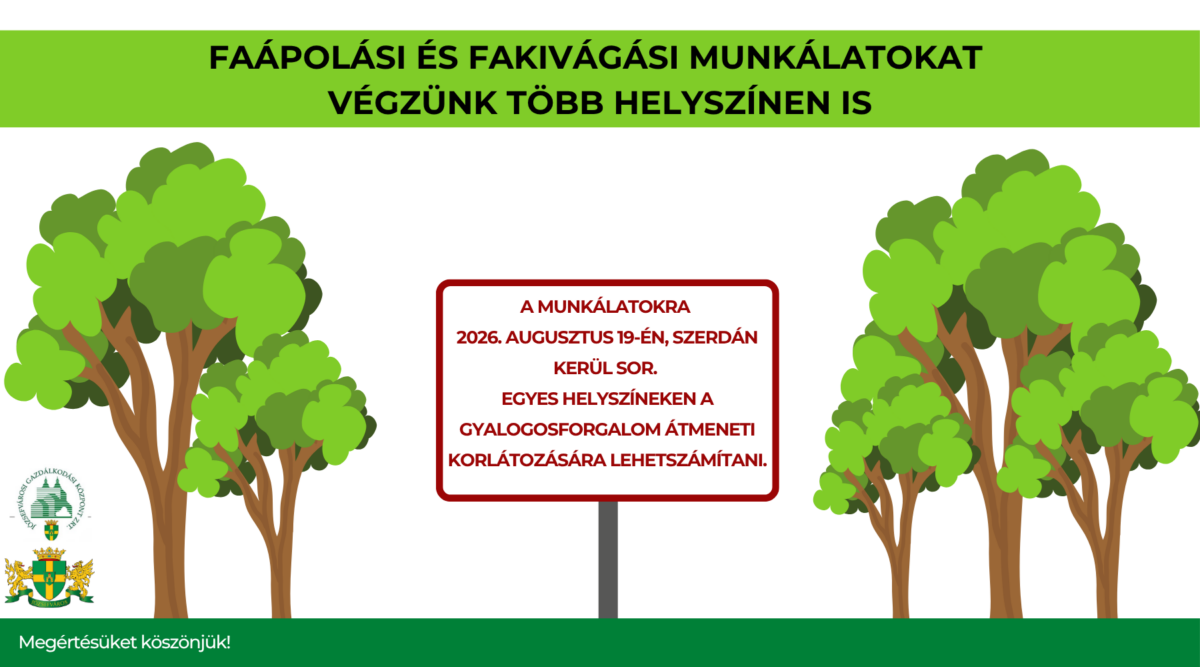 Faápolási és fakivágási munkálatokat végzünk több helyszínen is